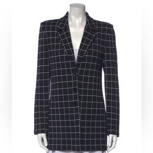 St. John Collection Plaid Print Black Checkered Blazer Jacket - Size M / 6